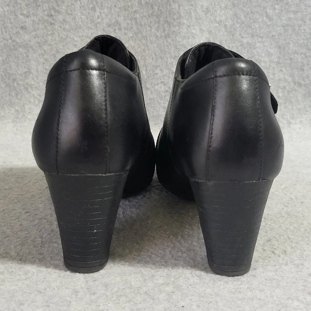 Clarks Sapphire Athena Ankle Booties Shoes Size 9 W Black Leather Monk Strap